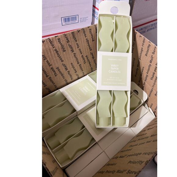 Bundle (12-2 pack) Wavy Taper Candles. Pistachio Green Fragrance Free 10” - Picture 2 of 4